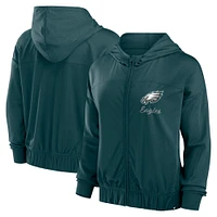 Sweat à capuche zippé complet Fanatics College Green Philadelphia Eagles Script Lock pour femmes