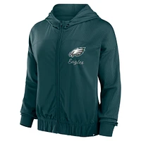 Sweat à capuche zippé complet Fanatics College Green Philadelphia Eagles Script Lock pour femmes