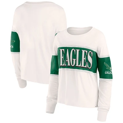 T-shirt à manches longues pour femme Fanatics Cream Philadelphia Eagles Antique Block