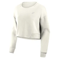 Women's Fanatics Cream Philadelphia Eagles Studio Tri-Blend Cropped Pullover Sweatshirt