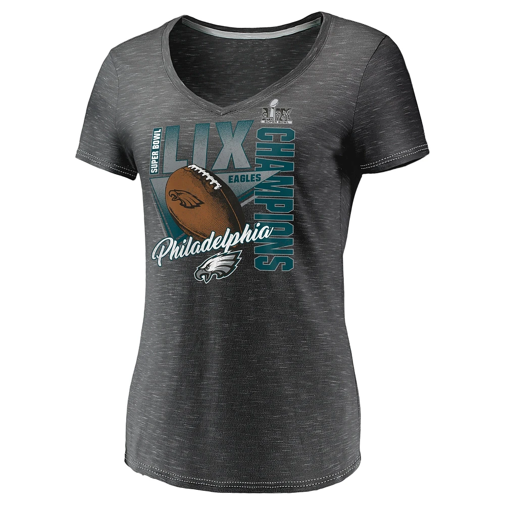 Women's Fanatics  Graphite Philadelphia Eagles Super Bowl LIX Champions Own the Moment V-Neck T-Shirt