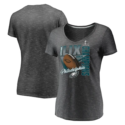 Women's Fanatics  Graphite Philadelphia Eagles Super Bowl LIX Champions Own the Moment V-Neck T-Shirt