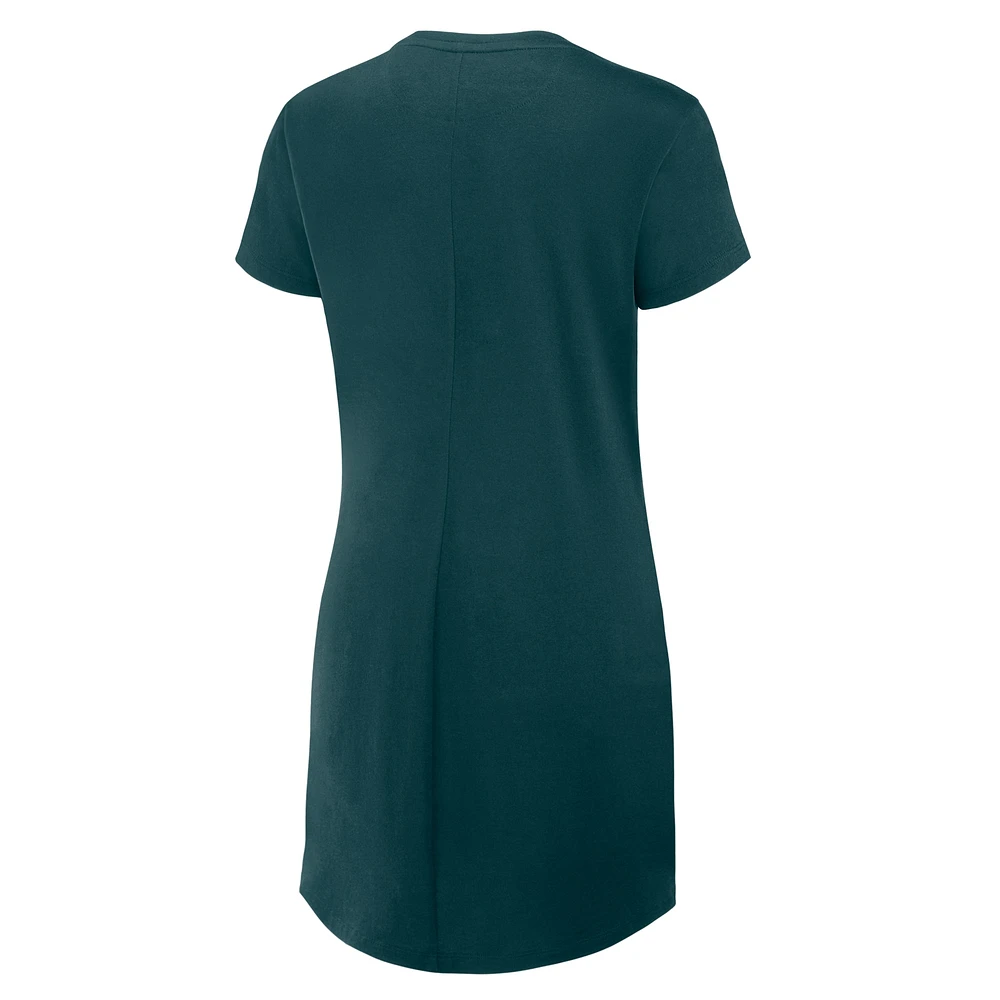 Robe t-shirt drapée froncée verte Fanatics pour femme des Philadelphia Eagles