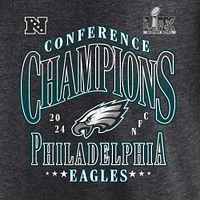 Women's Fanatics Heather Charcoal Philadelphia Eagles 2024 NFC Champions Tri-Blend 3/4 Sleeve V-Neck T-Shirt