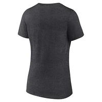 Women's Fanatics Heather Charcoal Philadelphia Eagles Victory Arch V-Neck T-Shirt