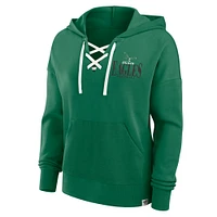 Women's Fanatics Kelly Green Philadelphia Eagles Blitz Left Lace-Up Pullover Hoodie