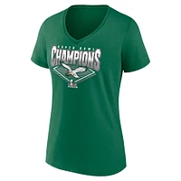 Women's Fanatics  Kelly Green Philadelphia Eagles Super Bowl LIX Champions Retro Diamond V-Neck T-Shirt