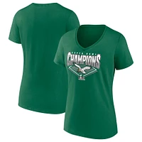 Women's Fanatics  Kelly Green Philadelphia Eagles Super Bowl LIX Champions Retro Diamond V-Neck T-Shirt