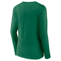 T-shirt à manches longues et col en V avec logo rétro des Philadelphia Eagles du Super Bowl LIX pour femmes Fanatics Kelly Green