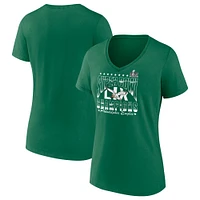 Women's Fanatics  Kelly Green Philadelphia Eagles Super Bowl LIX Champions Retro Logo V-Neck T-Shirt