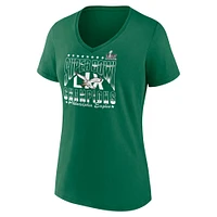 Women's Fanatics  Kelly Green Philadelphia Eagles Super Bowl LIX Champions Retro Logo V-Neck T-Shirt