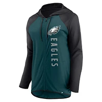 Sweat à capuche entièrement zippé Fanatics pour femmes vert nuit/noir Philadelphia Eagles Forever Fan