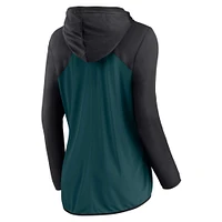 Sweat à capuche entièrement zippé Fanatics pour femmes vert nuit/noir Philadelphia Eagles Forever Fan
