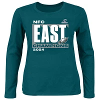 T-shirt à manches longues et col rond pour femme Fanatics Midnight Green Philadelphia Eagles 2024 NFC East Division Champions