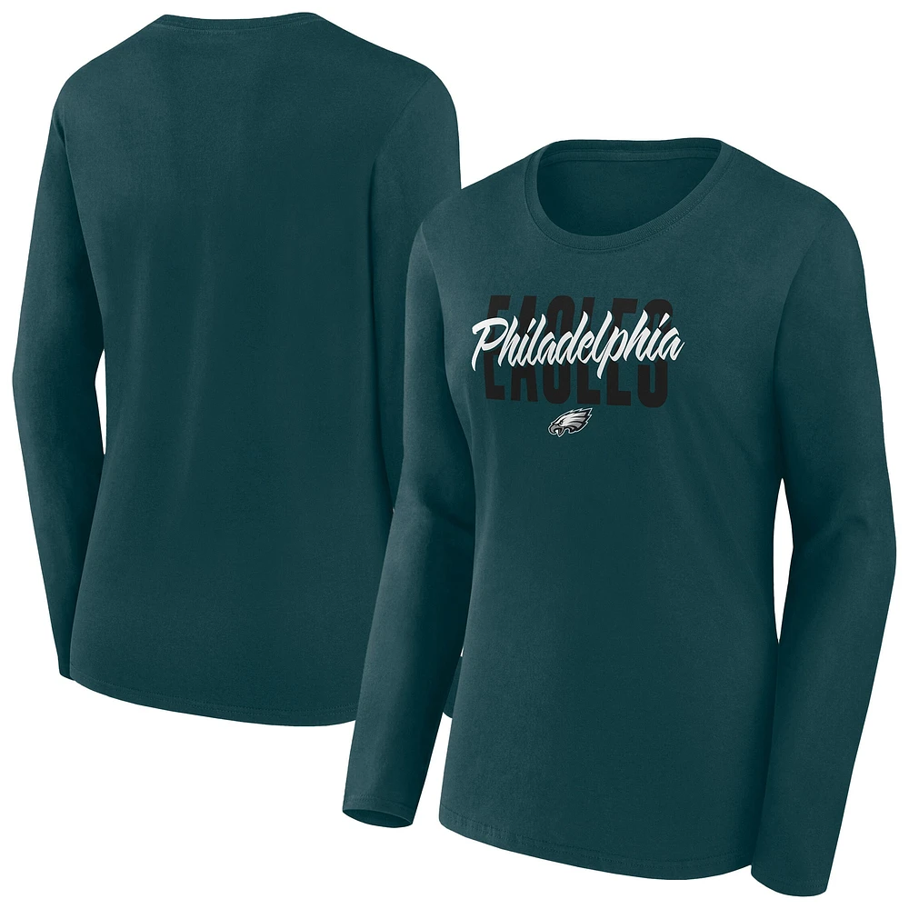 T-shirt à manches longues et col rond pour femme Fanatics Midnight Green Philadelphia Eagles