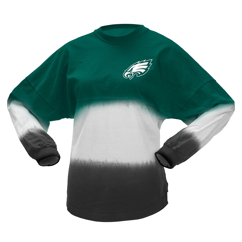 Women's Fanatics  Midnight Green Philadelphia Eagles Super Bowl LIX Champions Horizontal Ombre Spirit Jersey Long Sleeve T-Shirt