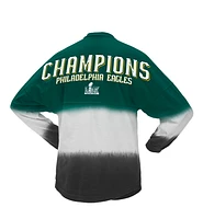 Women's Fanatics  Midnight Green Philadelphia Eagles Super Bowl LIX Champions Horizontal Ombre Spirit Jersey Long Sleeve T-Shirt