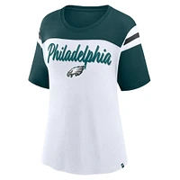 Women's Fanatics White/Green Philadelphia Eagles Cheer Chant Fashion Crop Top