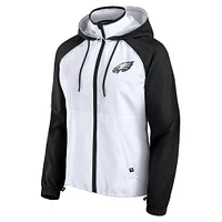 Veste à capuche anorak entièrement zippée blanche pour femme Fanatics Philadelphia Eagles