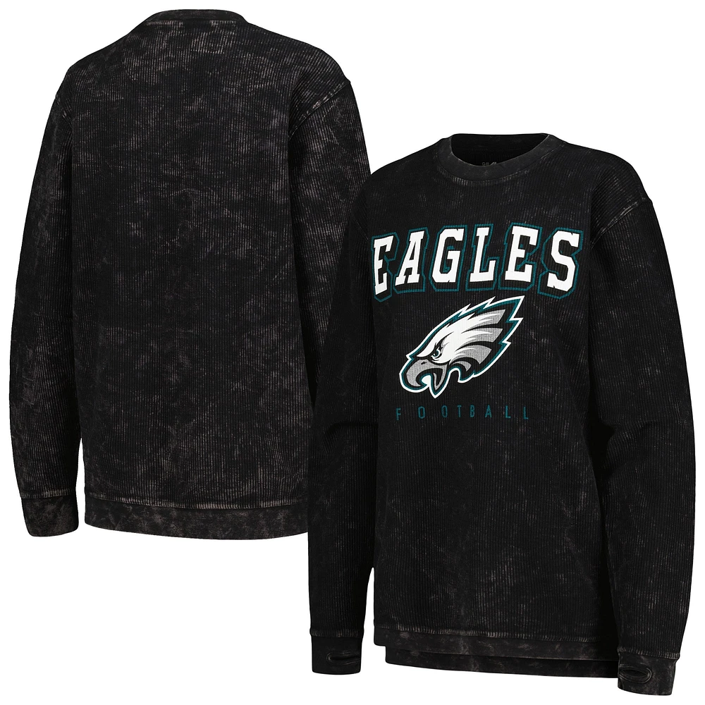 Women's G-III 4Her by Carl Banks Black Philadelphia Eagles Comfy Cord Pullover Sweatshirt