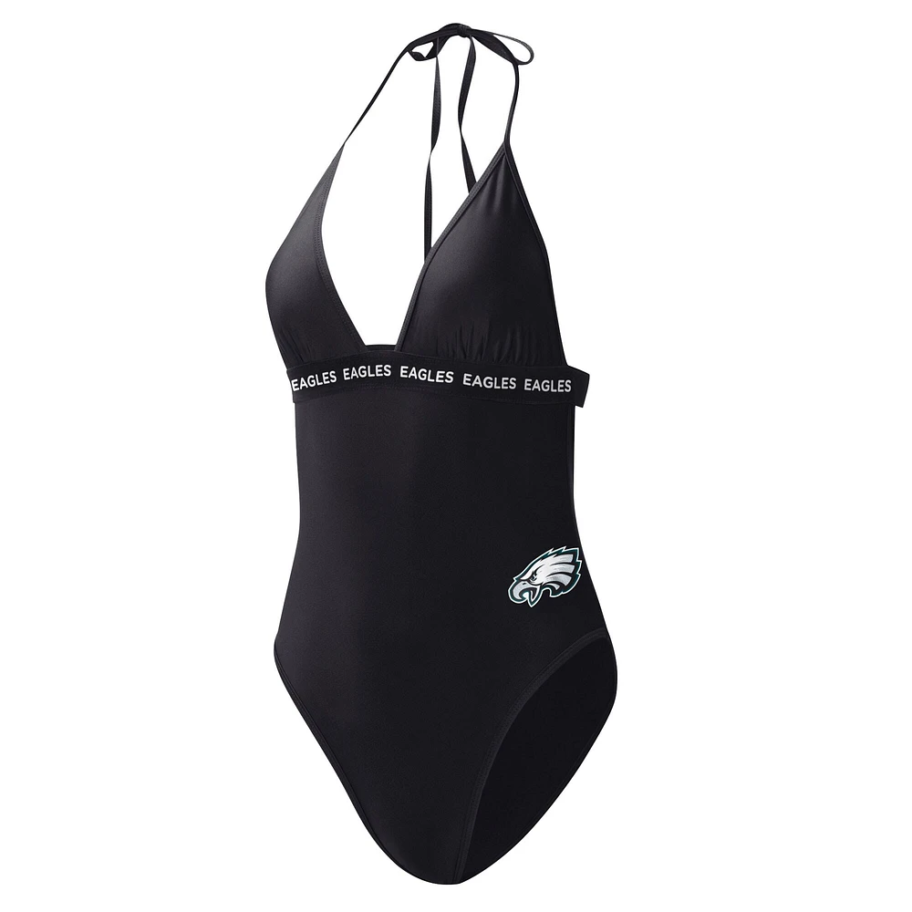 Maillot de bain une pièce noir Philadelphia Eagles G-III 4Her by Carl Banks pour femmes