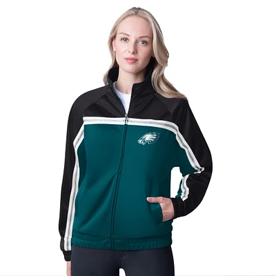 Veste de survêtement d'après-match entièrement zippée G-III 4Her by Carl Banks pour femme, vert nuit, Philadelphia Eagles