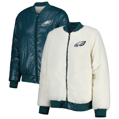 Philadelphia Eagles Full Zip Faux Leather Jacket - Black/Green L/G