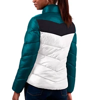 Women's G-III 4Her by Carl Banks  White/Green Philadelphia Eagles New Star Quilted Full-Zip Jacket