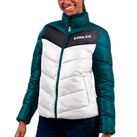 Veste matelassée entièrement zippée New Star des Eagles de Philadelphie G-III 4Her par Carl Banks pour femmes, blanc/vert minuit