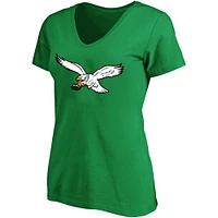 T-shirt à col rond avec nom et numéro Fair Catch pour femme Jalen Hurts Kelly Green Philadelphia Eagles grande taille