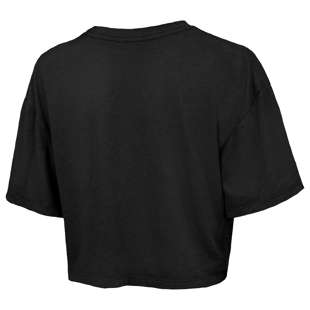 Women's Majestic Threads  Black Philadelphia Eagles Super Bowl LIX Champions Extra Point Boxy Crop Top
