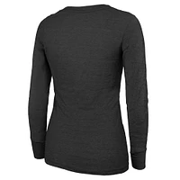 Women's Majestic Threads  Black Philadelphia Eagles Super Bowl LIX Champions Highlight Tri-Blend Scoop Neck Long Sleeve T-Shirt