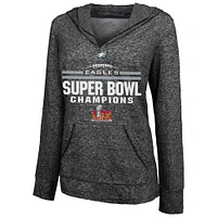 Sweat à capuche Majestic Threads Charcoal Philadelphia Eagles pour femme, champion du Super Bowl LIX Edge Rusher Slub