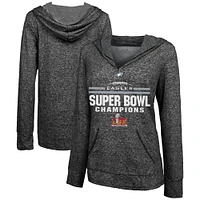 Sweat à capuche Majestic Threads Charcoal Philadelphia Eagles pour femme, champion du Super Bowl LIX Edge Rusher Slub
