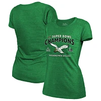 Women's Majestic Threads  Kelly Green Philadelphia Eagles Two-Time Super Bowl Champions Sky High Retro Tri-Blend T-Shirt