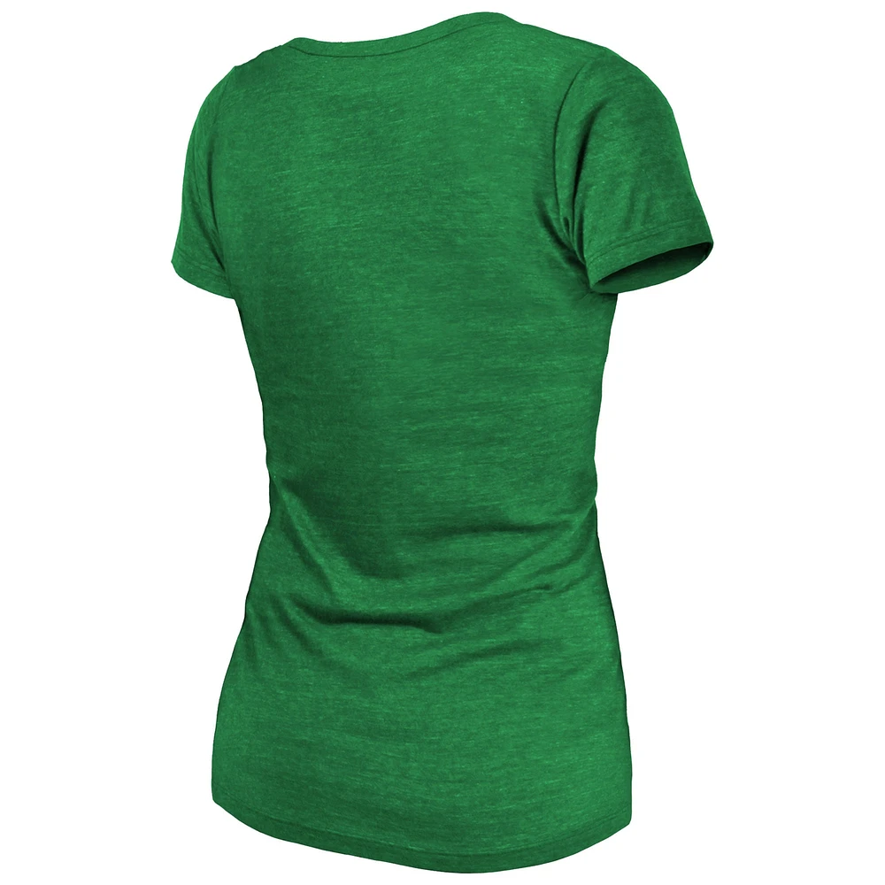 Women's Majestic Threads  Kelly Green Philadelphia Eagles Two-Time Super Bowl Champions Sky High Retro Tri-Blend T-Shirt