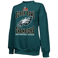 Sweat-shirt à capuche Majestic Threads Midnight Green Philadelphia Eagles Super Bowl LIX Champions Choke Up Tri-Blend pour femme
