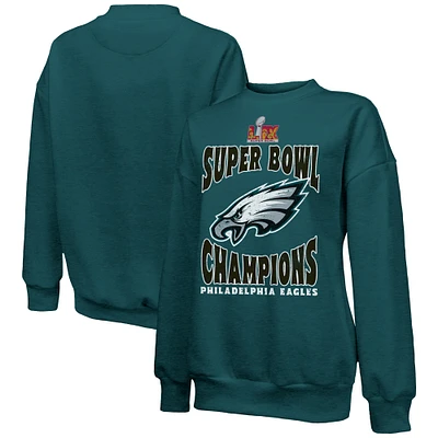 Sweat-shirt à capuche Majestic Threads Midnight Green Philadelphia Eagles Super Bowl LIX Champions Choke Up Tri-Blend pour femme