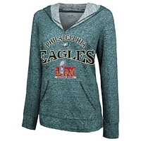 Women's Majestic Threads Midnight Green Philadelphia Eagles Super Bowl LIX Oversized Dunk Slub Pullover Hoodie