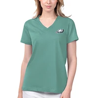 T-shirt à col en V pour femmes Margaritaville Green Philadelphia Eagles Game Time