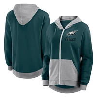 Sweat à capuche entièrement zippé en French Terry Hit It de Philadelphia Eagles vert nuit pour femme