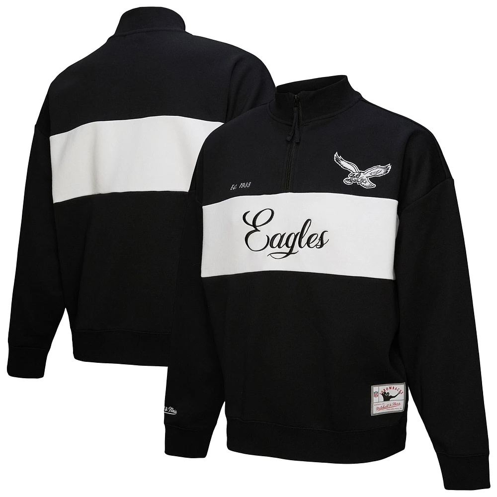 Women's Mitchell & Ness Black Philadelphia Eagles Quarter-Zip Jacket