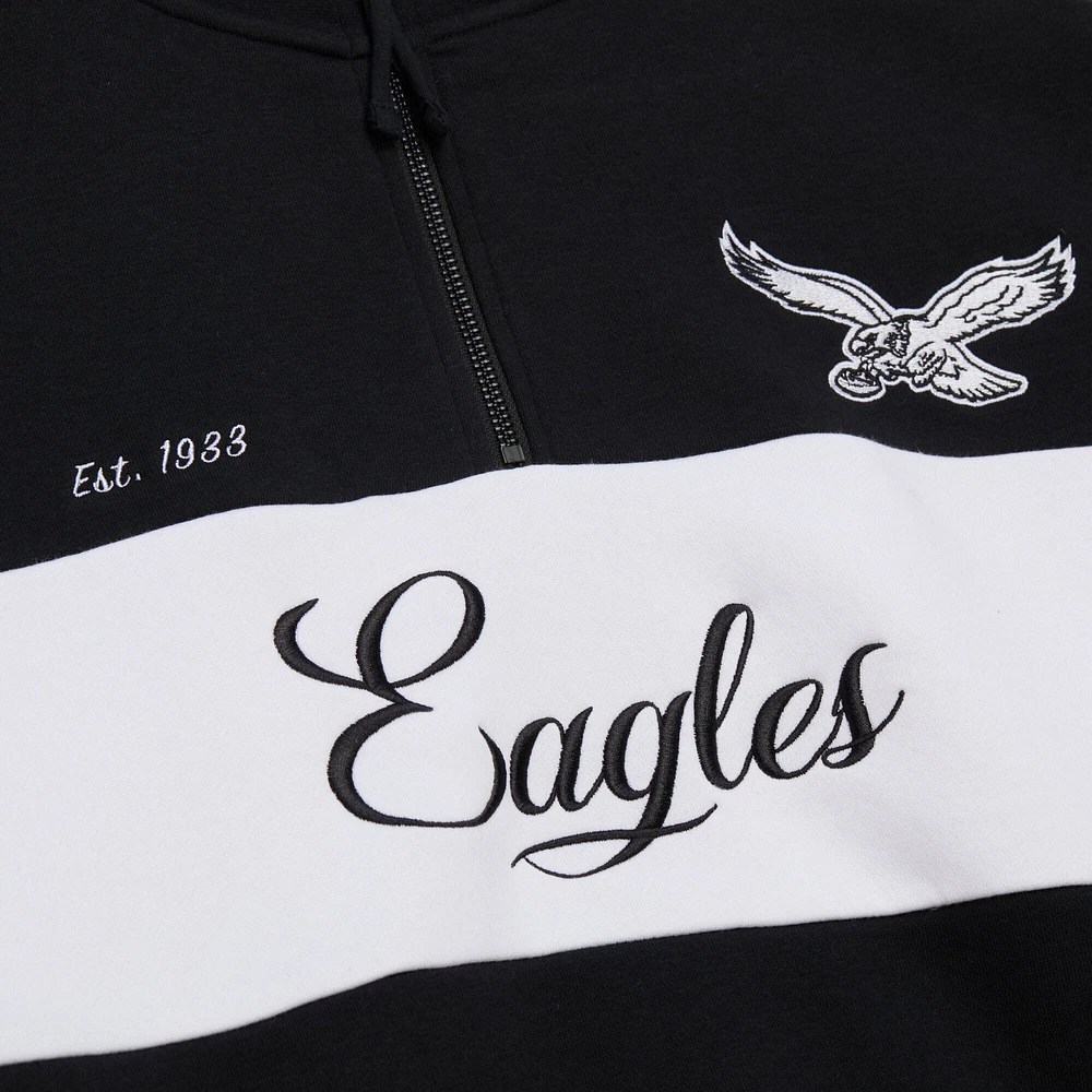 Veste zippée quart de tour noire pour femme des Philadelphia Eagles Mitchell & Ness