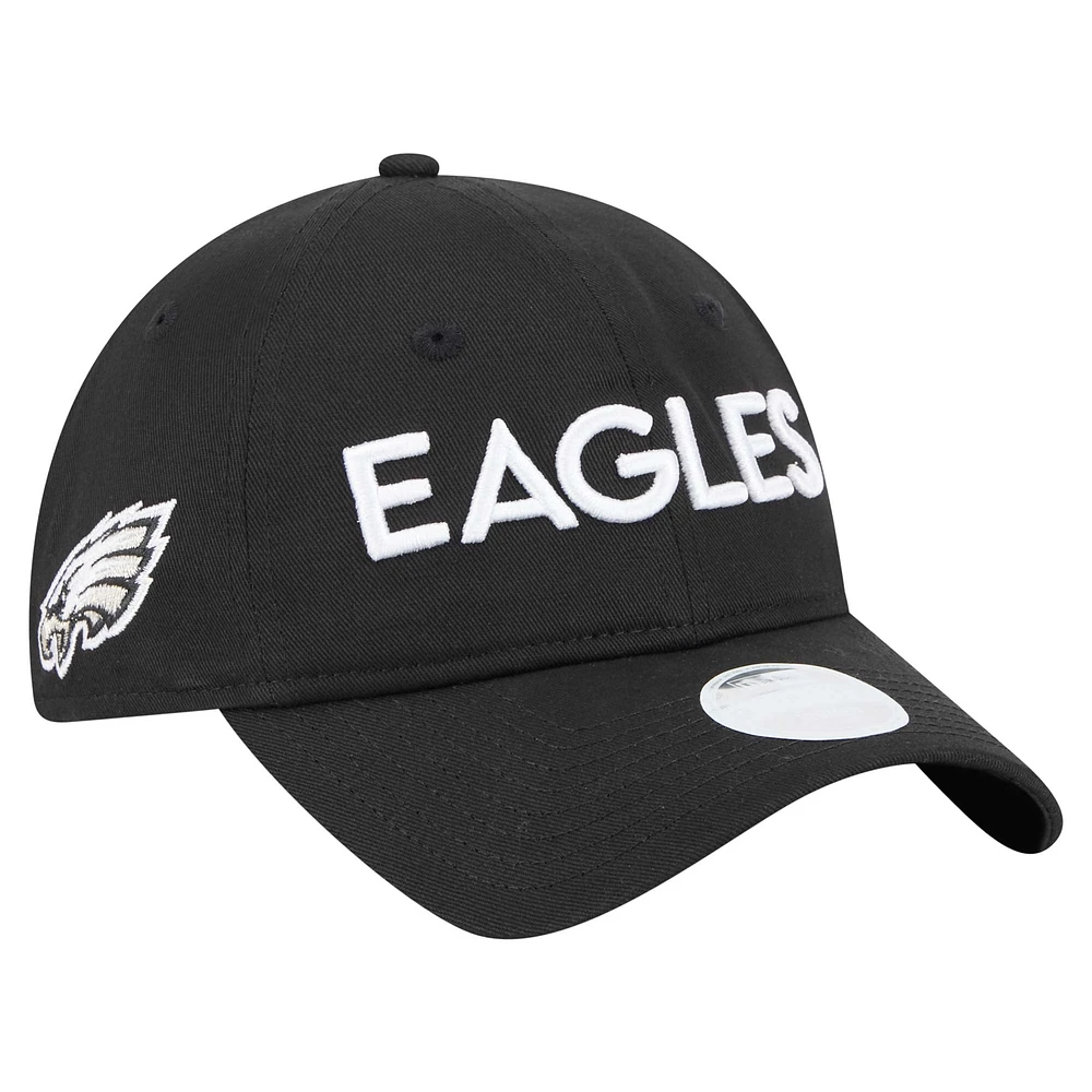 Casquette ajustable Cece 9TWENTY noire des Philadelphia Eagles de New Era pour femme