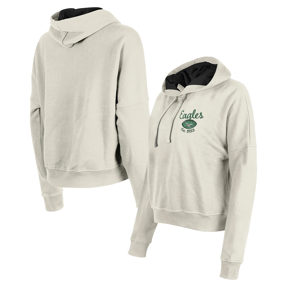 Women's New Era Cream Philadelphia Eagles 3rd Down Historic Pullover Hoodie