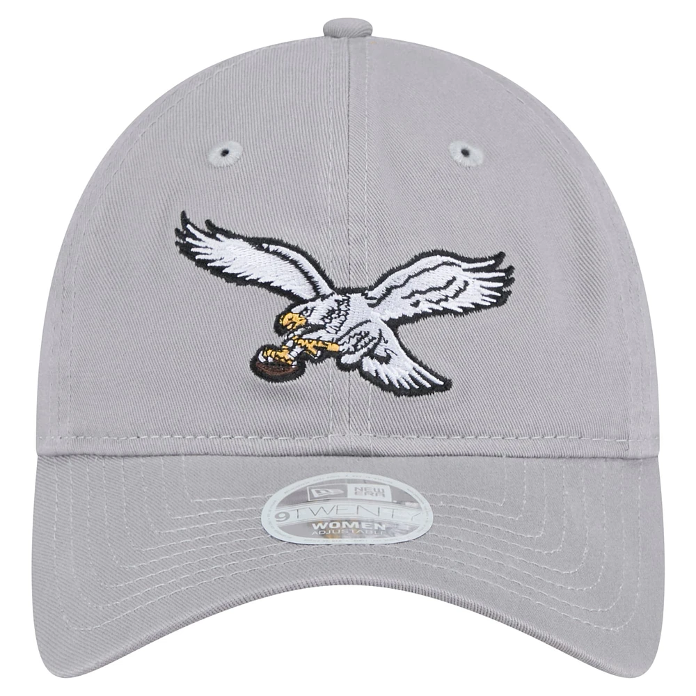 Women's New Era Gray Philadelphia Eagles Main 9TWENTY Adjustable Hat