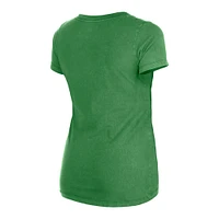 Women's New Era Green Philadelphia Eagles Enzyme Wash Low V-Neck T-Shirt