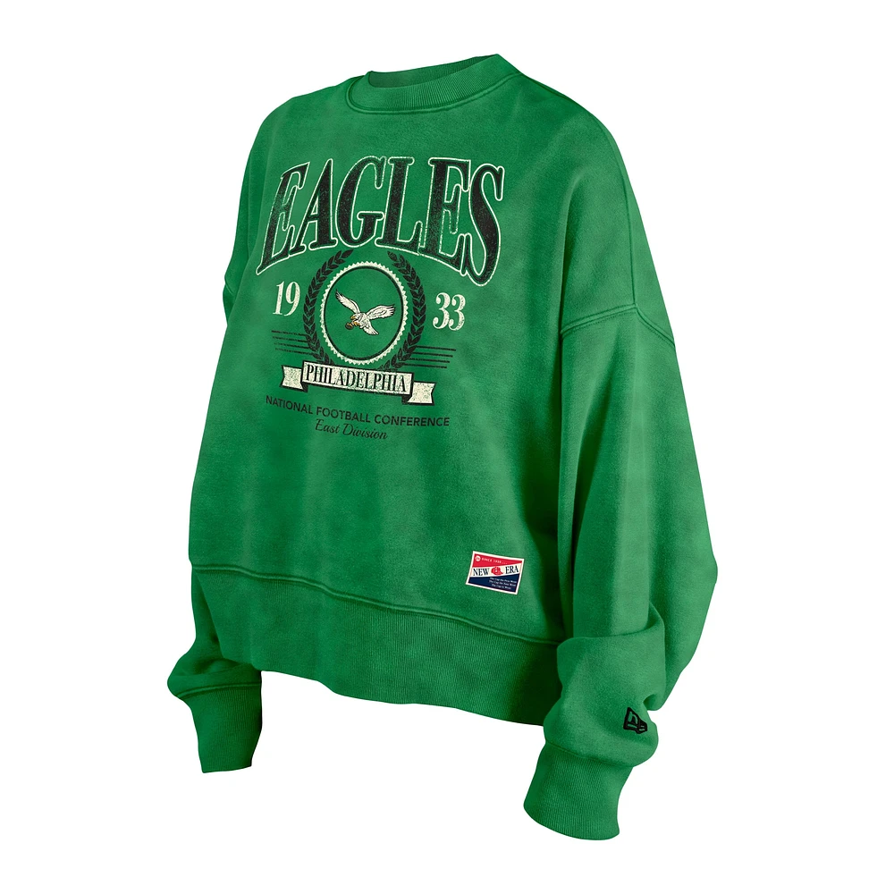 Sweat-shirt à capuche Philadelphia Eagles Throwback Boxy de New Era pour femme, vert Kelly