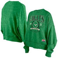 Sweat-shirt à capuche Philadelphia Eagles Throwback Boxy de New Era pour femme, vert Kelly