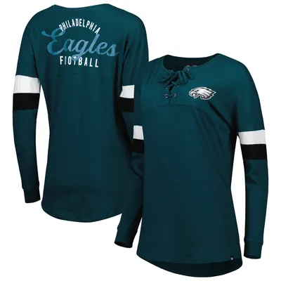 Lids Philadelphia Eagles New Era Women's Plus Athletic Varsity Lace-Up  V-Neck Long Sleeve T-Shirt - Midnight Green